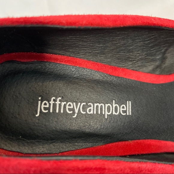 Jeffrey Campbell red suede heels with silver flare heels - Picture 4 of 8